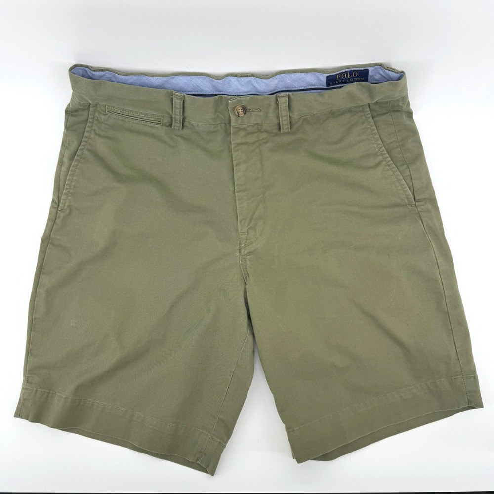 Polo Ralph Lauren Chino Shorts Mens 37 Olive Green Stretch Classic Fit Cotton